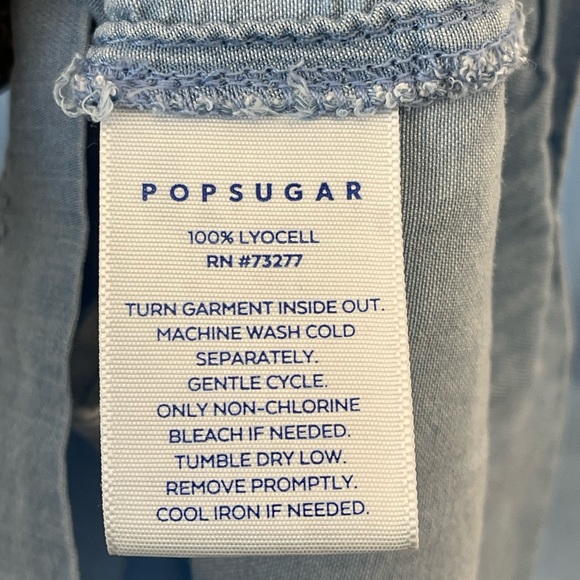 POPSUGAR Blue Chambray Mini Dress With Pockets Women Size XL - Picture 5 of 11